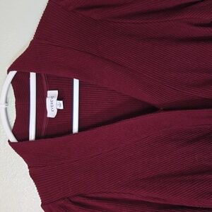 Evereve | Burgundy Ribbed Wrap Style Sweater Size Large